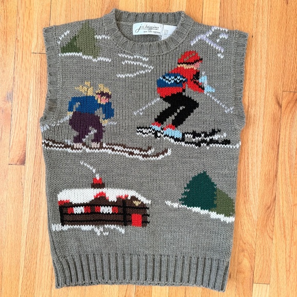 Vintage 80s Ski Scene Knit Sweater Vest - Picture 8 of 10